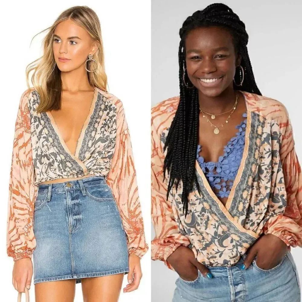Free people cruisin together printed blouse S